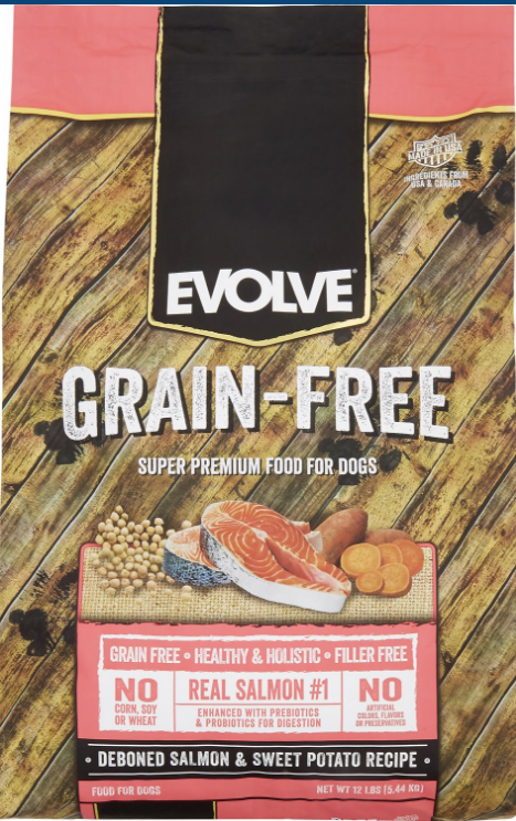 Evolve Deboned Salmon and Sweet Potato Grain-Free dry dog food recipe